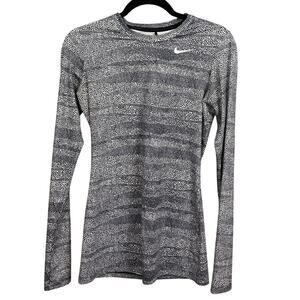 Nike Women's Golf Shirt Black White Abstract Polka Dot Performance Shirt Size PL